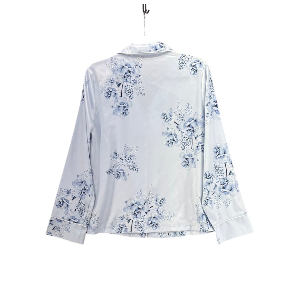 Le Rose Satin PJ Set Small Blue Floral Bridal Romantic Wedding Briddesmaid Photo - Picture 2 of 16